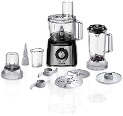 Bosch MultiTalent 3 MCM3501M – Robot de cuisine polyvalent avec plus de 50 fonctions – 800 W – Capacité de 2,3 L – Couleur : Noir/Inox brossé Fiche Technique et Prix au Maroc