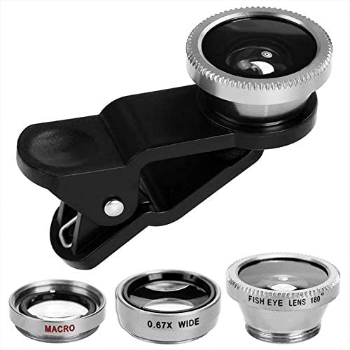 WSTERAO Kit d'objectif de caméra de téléphone 3 en 1 Objectif Universel Fish Eye Objectif Grand Angle Macro Clip Kit d'objectif de caméra pour iPhone 12, 11, XS, XR, 8 7 6s Plus, Samsung et Autres Fiche Technique et Prix au Maroc