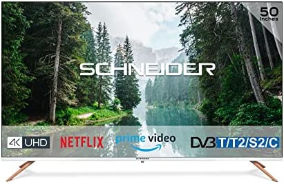 SCHNEIDER - SC50S1FJORD - Smart TV 4K UHD Blanc - 127 cm - Netflix - Prime Vidéo - 3 HDMI - 2 USB - Ecran sans Bord - Pied Effet Bois Fiche Technique et Prix au Maroc