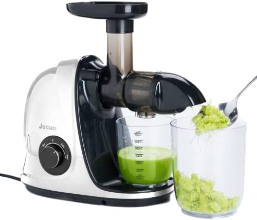 Presse lente à mastication Jocuu dotée d’un mode à deux vitesses, presse à froid, moteur silencieux avec fonction d’inversion, extracteur de jus facile à nettoyer, recette pour fruits et légumes Fiche Technique et Prix au Maroc