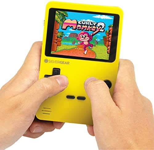 Silvergear® Console de Jeux Portable | Mini Console de Jeux Retro pour Enfants et Adults | Game Boy avec 240 Classique Jeux dans 6 Catégories | Console Portable Retro de Jeux d'Arcade | Jaune Fiche Technique et Prix au Maroc