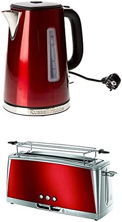 Russell Hobbs 23210-70 Bouilloire Luna Rouge Solaire, 1, 7L Rouge chromé 1, 7 Litre, 2400 + Russell Hobbs 23250-56 Luna Grille-pain avec Longue fente Rouge chromé 1420 W Fiche Technique et Prix au Maroc
