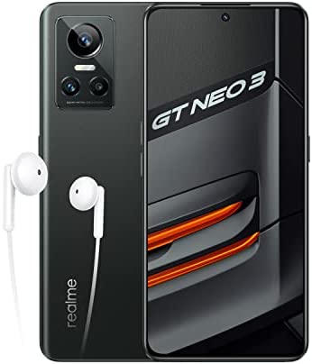 realme GT Neo 3 80 W - 8+256GB 5G Smartphone,Display Super OLED 120Hz, MTK Dimensity 8100 5 nm, Charge SuperDart 80 W,Dual Sim,NFC,Asphalt Black RMX3561 Fiche Technique et Prix au Maroc