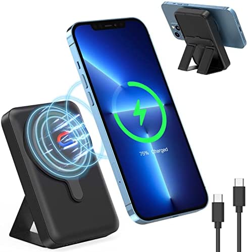 CAVN Magnétique Power Bank, Batterie Externe Pliable sans Fil 10000mAh Batterie Portable à Charge Rapide, Batterie Externe sans Fil Compatible avec iPhone 12/13 Series avec Type-C Noir Fiche Technique et Prix au Maroc