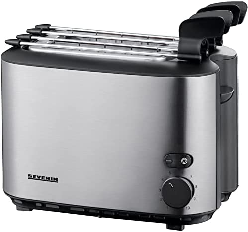 SEVERIN Grille-pain automatique 540 W, Toaster compact jusqu'à 4 tranches avec grilles à sandwich, Grille-pain électrique avec réglage du degré de brunissage & touche d'éjection séparée, inox, AT 2516 Fiche Technique et Prix au Maroc
