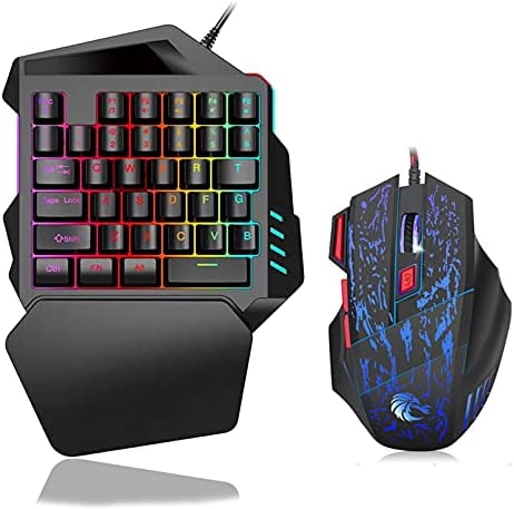 Wscoficey clavier de jeu à une main 35 Touches avec souris filaire lumière respiration, LED Réglable Rétro-éclairé RGB, Mini Clavier Portable avec souris Jeux 7 Touches 700 DPI pour PUBG, LOL Gamer Fiche Technique et Prix au Maroc