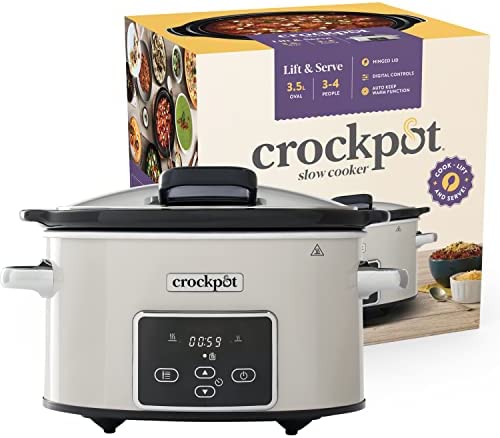 Crockpot mijoteuse électrique programmable avec couvercle à charnière et affichage numérique | 3,5 L (3-4 personnes) | Fonction maintien au chaud | Coloris beige et chrome [CSC060X] Fiche Technique et Prix au Maroc