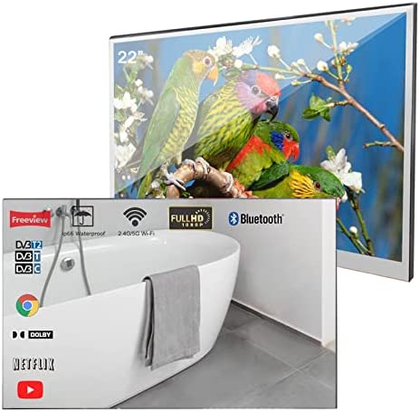 Soulaca 22 Pouces Smart TV Miroir IP66 TV étanche pour Salle de Bains, Hôtel avec Wi-FI et Bluetooth Fiche Technique et Prix au Maroc