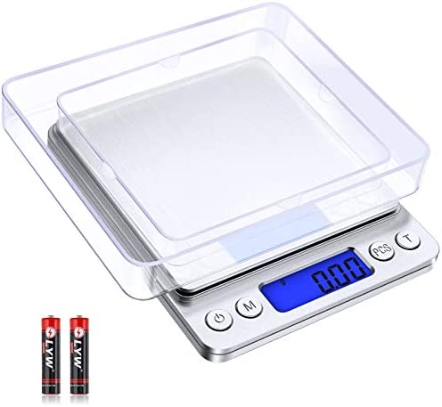 Diyife Balance de Précision 500g/0.01g, Balance de Cuisine/Balance de Poche/Balances de Bijoux, Haute PréCision Balance Électronique, Écran LCD Rétroéclairé, Fonction Tare & PCS, avec 2 Plateaux Fiche Technique et Prix au Maroc