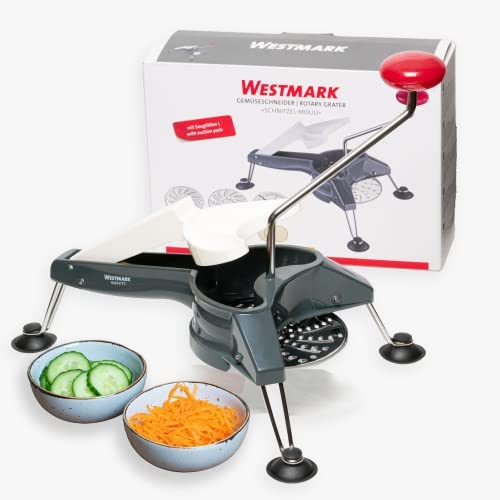 Westmark Râpe / Rabot à Légumes ou Coupe-légumes à 3 Tranches, Lames en acier inoxydable, Schnitzel Mouli, Anthracite/Argenté/Rouge, 11712260 Fiche Technique et Prix au Maroc