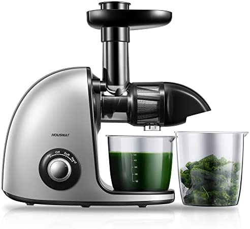 Housnat Extracteur de jus, Extracteur à Jus de Fruits et Légumes avec 3 Vitesses, Moteur Silencieux, Nutriments Maximaux, Sans BPA Slow Juicer Facile à Nettoyer et à Utiliser avec Brosse de Nettoyage Fiche Technique et Prix au Maroc