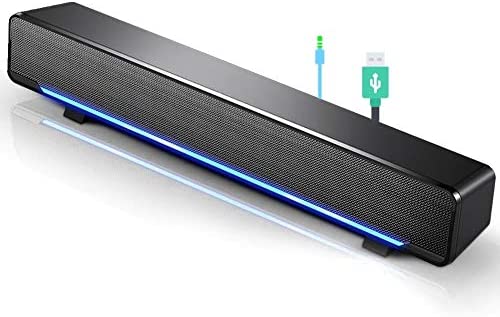 Enceinte USB, Mini Haut-Parleur PC Stéréo Léger Filaire LED Barre de Son Speaker Soundbar SoundBox, Jack Audio 3,5 mm Compatible avec PC Ordinateur Tablette TV pour Bureau Maison Home-cinéma(Noir) Fiche Technique et Prix au Maroc