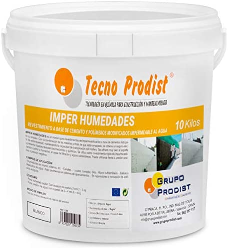 Tecno Prodist IMPER HUMEDADES de (10 Kg ) - Enduit d'imperméabilisation des piscines et des murs. Traitement des murs humides, des sous-sols, etc. Étanche, facile à utiliser Fiche Technique et Prix au Maroc