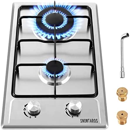 Snowtaros Plaque de Cuisson Gaz 2 Feux, Tables de Cuisson à Gaz en Acier Inoxydable pour Gaz Propane/Gaz Naturel, 1.75kW/3.3kW, 31*51CM, Plaque de Cuisson à Gaz Encastrable pour Cuisine, Camping, RVs Fiche Technique et Prix au Maroc