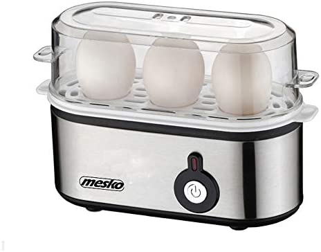 mesko MS 4485 cuiseur à œufs pour 3 œufs avec gobelet doseur, 350 W, accessoires de cuisson pour œufs durs et mous, voyant de contrôle, arrêt automatique, petit, argent / noir Fiche Technique et Prix au Maroc