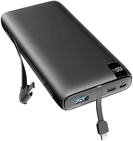CONXWAN Batterie Externe, 22.5W Power Bank 27000mAh avec Câble Intégré, USB C Charge Rapide Batterie Portable avec 4 Sorties et LED Display Chargeur Portable pour Smartphone, Tablets Fiche Technique et Prix au Maroc