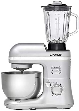 BRANDT - KM650BS - Robot Pâtissier Compact Multifonction 650 W - Rapide avec 6 vitesses + fonction PULSE - Fourni avec Fouet, Crochet, Pétrisseur, Batteur - Capacité du bol  4L – Gris Fiche Technique et Prix au Maroc