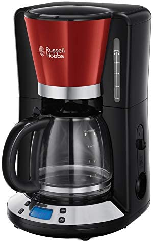Russell Hobbs Machine à Café, Cafetière Filtre 1,25L Programmable 24h, Affichage Digital, Maintien au Chaud - Rouge 24031-56 Colours Plus Fiche Technique et Prix au Maroc