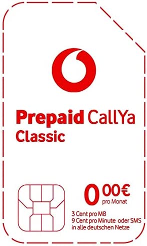 Vodafone Carte SIM Classique Prepaid CallYa sans contrat I 9 CT. par Min ou SMS dans Tous Les DT. réseaux & l'UE I 3 CT. par Mo I 10 Euros de départ Fiche Technique et Prix au Maroc