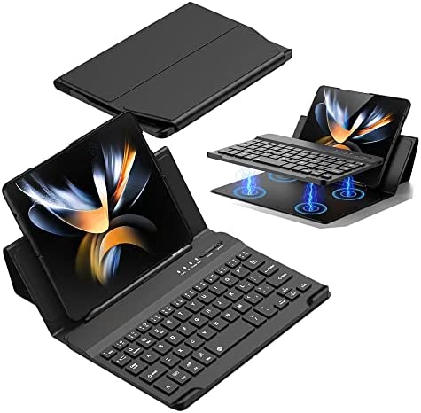 Housse en cuir pour Samsung Galaxy Z Fold4 avec étui pour clavier et support pour stylo S, luxueuse et élégante avec support pour clavier Bluetooth et connexion sans fil à l'étui en cuir Fold3, Noir Fiche Technique et Prix au Maroc