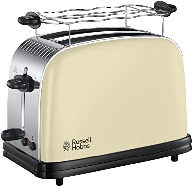 Russell Hobbs Grille Pain [Rapide: Technologie Fast Toast] Colours Crème (Fentes Extra Large, 6 Niveaux, Décongélation, Fonction Surélévation, Réchauffe Viennoiserie, Tiroir Ramasse Miettes) 23334-56 Fiche Technique et Prix au Maroc