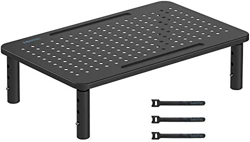 BONTEC Support de Moniteur Hauteur Réglable Réhausseur d’Écran en Métal de Qualité Supérieure pour Ordinateur, iMac, PC, Imprimante jusqu'à 20 kg, Noir Fiche Technique et Prix au Maroc