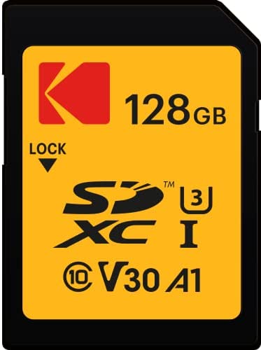 Kodak - Carte SD 128 Go UHS-I U3 V30 SDHC/XC - Carte Mémoire - Vitesse de Lecture 95MB/s Max - Vitesse d'Écriture 85MB/s Max - Stockage de Vidéos 4K Ultra HD et de Photos HD - SD Card Fiche Technique et Prix au Maroc