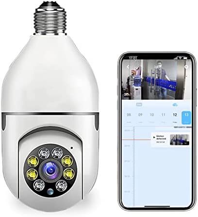 Caméra WiFi intelligente, 1080p 2,4 G/5,0 G, ampoule sans fil WiFi extérieure 360 degrés, ampoule caméra de sécurité avec détection de mouvement, audio bidirectionnel, stockage dans le cloud gratuit Fiche Technique et Prix au Maroc