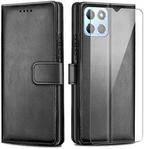 Ysjisy Coque pour Honor X6 4G / Honor X8 5G, Noir PU Cuir Flip Portefeuille à Rabat Protection Housse pour Honor X6 4G / Honor X8 5G (6,5 Pouces) avec Un Verre Trempé écran Protecteur Fiche Technique et Prix au Maroc