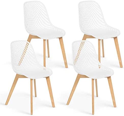 IDMarket - Lot de 4 chaises Mandy Blanches pour Salle à Manger Fiche Technique et Prix au Maroc