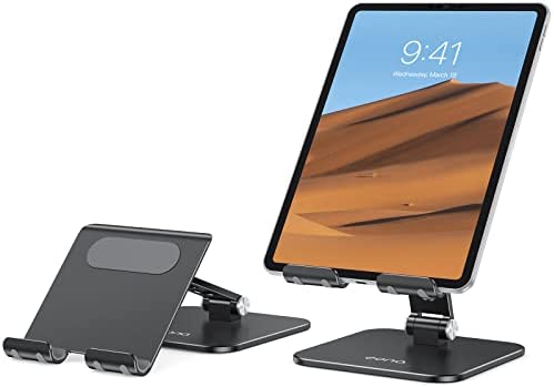 Amazon Brand - Eono Support Tablette, Réglable Support Tablette, Support de Bureau Pliable en Aluminium pour iPad Pro 12.9 10.5 9.7, iPad Air/Mini 3 4 5, iPhone 14, Smartphones et Tablettes - Noir Fiche Technique et Prix au Maroc