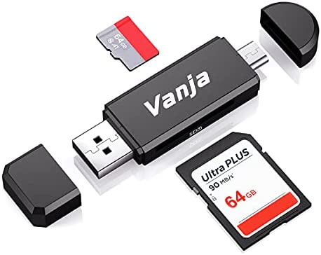 Vanja Lecteur de Carte Mémoire, SD/Micro SD Lecteur de Carte et Micro USB OTG à USB 2.0 Adaptateur avec Standard USB Micro USB Connecteur pour PC, Notebook et Smartphone avec Fonction OTG Fiche Technique et Prix au Maroc