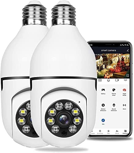 Caméra D'ampoule PTZ Caméra Surveillance WiFi 5G Extérieure sans Fil 1080P IP Caméra Étanche 360° Vision Nocturne Couleur Détection Humaine AI 2xSpot LED et Sirène Audio Bidirectionnel (Blanc) Fiche Technique et Prix au Maroc