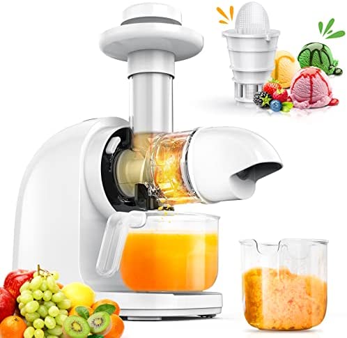 Extracteurs de Jus Lente 140W, Extracteur de Jus de Fruits et Légumes 70RPM, Moteur Silencieux de Fonction Inverse, Facile à Nettoyer, 2 Filtres pour jus Nutritifs et Glaçons Fiche Technique et Prix au Maroc