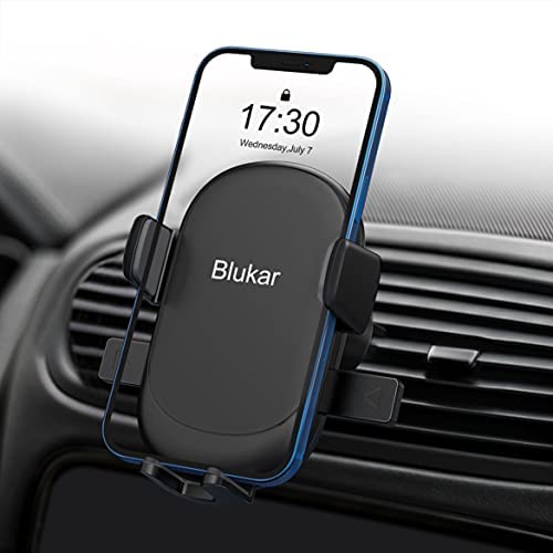 Blukar Support Téléphone Voiture, Support à Grille d'aération Porte Téléphone Voiture Double Bouton de Libération Rotation 360° avec Clip Stable pour Smartphones et GPS 4.0-6.7 Pouces Fiche Technique et Prix au Maroc