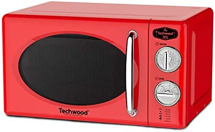 Techwood Four Micro-Ondes RETRO TMO-2035, 20 litres, Puissance 700 W, Plateau tournant 25,5 cm, Rouge Fiche Technique et Prix au Maroc