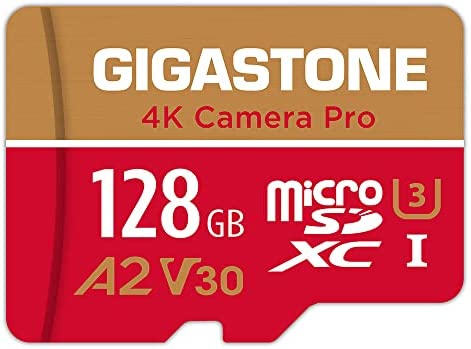 [5 Ans Récupération de données Gratuite] Gigastone Carte Mémoire 128 Go 4K Caméra Pro, Compatible avec GoPro Drone Switch, Vitesse 100 Mo/s. 4K Vidéo, A2 U3 V30 Carte Micro SDXC avec Adaptateur SD. Fiche Technique et Prix au Maroc