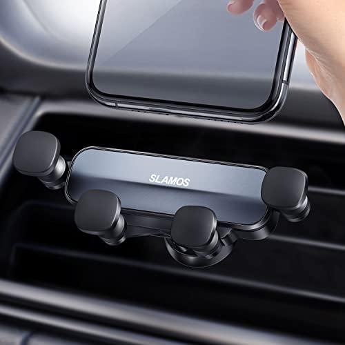 SLAMOS Support Téléphone Voiture, Support à Grille d'aération Gravité Porte Téléphone Voiture Verrouillage Automatique Rotation 360° avec Clip Stable pour Smartphones et GPS 4.7-6.5 Pouces Fiche Technique et Prix au Maroc
