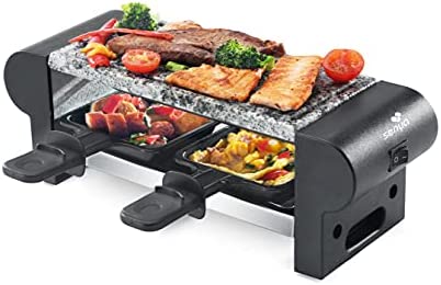 SENYA Appareil 2 Personnes, avec Pierre à Cuire Amovible, revêtement antiadhésif, 350W, My Little Raclette, SYCK-G065, Noir Fiche Technique et Prix au Maroc