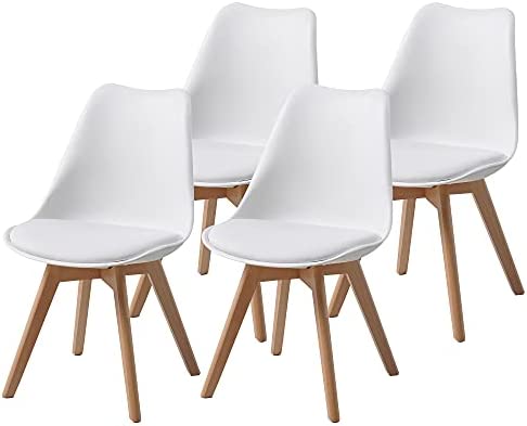 Albatros Chaises de Salle à Manger AARHUS, Lot de 4, Blanc avec Pieds en Bois Massif, Hêtre, Design Rétro Scandinave Fiche Technique et Prix au Maroc
