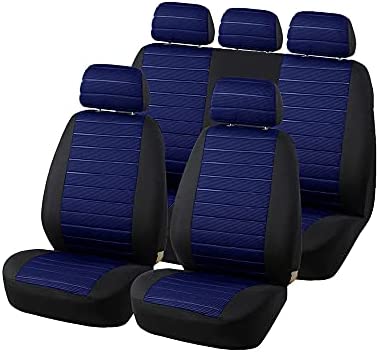 TOYOUN Ensemble de Housse Siege Voiture Bleu Housses Siège Auto Universelle Jeu Complet en Tissu Couverture de Siège de Voiture Couvre Sieges pour Avant et Arrière Accessoires Interieur 5pcs Fiche Technique et Prix au Maroc