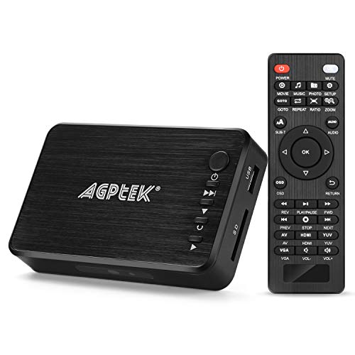 AGPtEK Lecteur Multimedia HDMI, Mini HD Media Player USB 1080P HDMI AV - MKV/RM-SD/USB HDD-HDMI, Supporte HDMI CVBS et YPbPr Sortie Vidéo avec Télécommande et Adaptateur 5V 2A Fiche Technique et Prix au Maroc