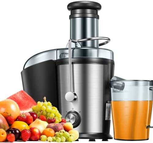 Centrifugeuse Fruits et Legumes, 800W Centrifugeuse Extracteur de Jus en Acier Inoxydable avec 75MM Large Bouche, Extracteur de Jus Electrique 2 Vitesses, Anti-Goutte et Pieds Antidérapants, Sans BPA Fiche Technique et Prix au Maroc