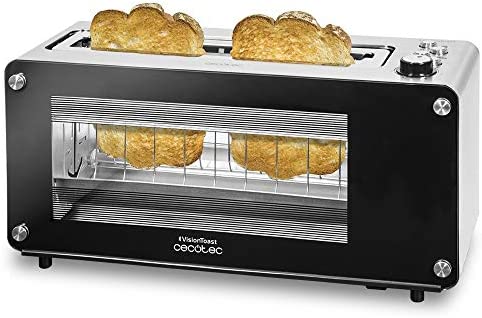 Cecotec Grill-pain VisionToast. Fenêtres en verre, Fente, 7 Niveaux pour Toaster, 3 Fonctions , 7 Positions, Capacité pour 2 tranches et 1260 W. Fiche Technique et Prix au Maroc