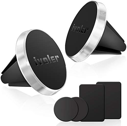 ivoler Support Telephone Voiture Lot de 2, Porte téléphone magnetique Portable Grille Aeration Aimant Compatible pour Smartphone, 4 Plaques Métalliques –Argent Fiche Technique et Prix au Maroc