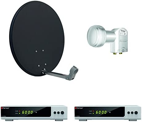 Opticum AX HD 2 participants par satellite système 300 Digital avec des récepteurs HDTV (double de LNB, antenne de 60 cm) anthracite / argent Fiche Technique et Prix au Maroc