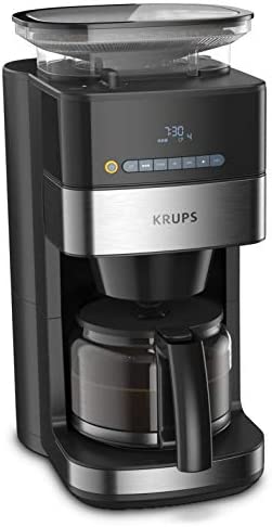 KRUPS KM832810 KM832-FCM and Grew KM832 Grind Aroma Cafetière Filtre avec broyeur à Grains intégré, nc, 1.25 liters, Noir Fiche Technique et Prix au Maroc