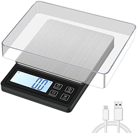 MOSUO Balance de Précision avec Câble USB,3000g/0.1g Balance de Cuisine Numérique Balance de Poche, Balance de Bijoux avec Fonction Tare et Compte, Écran LCD Rétroéclairé (Batterie Incluse) Fiche Technique et Prix au Maroc