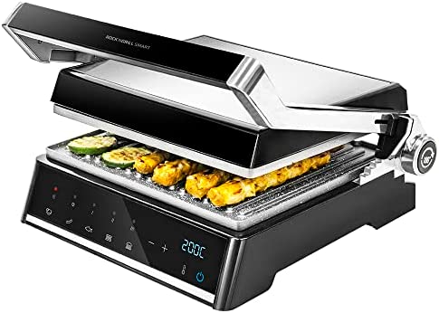 Cecotec Grill électrique Rock’nGrill Smart. Système de réglage de la puissance, du temps et de la température de 2000 W, ouverture à 180 °, plaques amovibles allant au lave-vaisselle Fiche Technique et Prix au Maroc