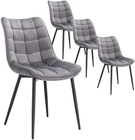 WOLTU 4X Chaise de Salle à Manger Chaise de Cuisine Assise rembourrée en Velours épais Pieds en métal, Gris Clair,BH142hgr-4 Fiche Technique et Prix au Maroc